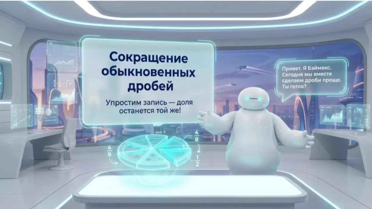 Слайд 1 презентации «Сокращение обыкновенных дробей»
