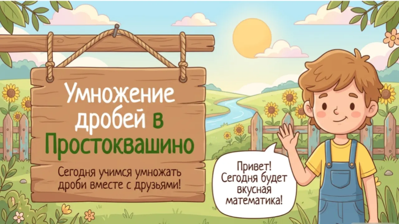 Слайд 1 презентации «Умножение обыкновенных дробей»